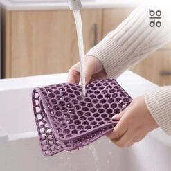 BODO Gootsteenmat Siliconen Donker Grijs - 34.5 X 34.5 Cm - Keuken Accessoires - Gootsteen Beschermer - Onderzetters Siliconen - Anti Kras -Huishoudelijke Benodigdheden 1200x1200 1109