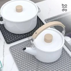 BODO Gootsteenmat Siliconen Donker Grijs - 34.5 X 34.5 Cm - Keuken Accessoires - Gootsteen Beschermer - Onderzetters Siliconen - Anti Kras -Huishoudelijke Benodigdheden 1200x1200 1114