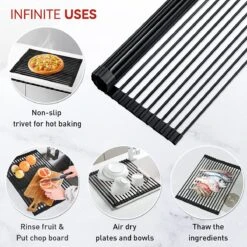 BOTC Afdruiprek - Verstelbaar - Afdruipmat Voor Afwas - Pannenonderzetter - Opvouwbaar -Huishoudelijke Benodigdheden 1200x1200 1128