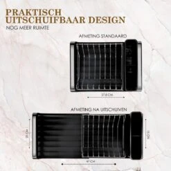 MIRI Afdruiprek – Afwasrek – Uitschuifbaar – Met Lekbak In Gootsteen – Afwas – Roestvrij Staal – Zwart 10 MIRI Afdruiprek – Afwasrek – Uitschuifbaar – Met Lekbak In Gootsteen – Afwas – Roestvrij Staal – Zwart -Huishoudelijke Benodigdheden 1200x1200 1164