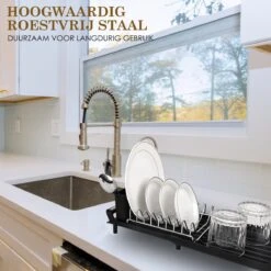 MIRI Afdruiprek – Afwasrek – Uitschuifbaar – Met Lekbak In Gootsteen – Afwas – Roestvrij Staal – Zwart 12 MIRI Afdruiprek – Afwasrek – Uitschuifbaar – Met Lekbak In Gootsteen – Afwas – Roestvrij Staal – Zwart -Huishoudelijke Benodigdheden 1200x1200 1165