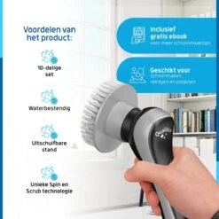 Qualitics Elektrische Schoonmaakborstel - Roterende Polijstmachine - Schrobborstel - Poetsmachine - Vloerreiniger Met 10 Opzetstukken -Huishoudelijke Benodigdheden 1200x1200 1276