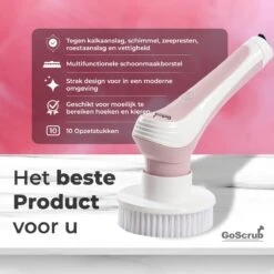 GoScrub® Elektrische Schoonmaakborstel – Elektrische Schrobber - Schrobborstel – Voor Badkamer Of Keuken – Schrobber Met Steel – Luiwagen – Polijstmachine - Roze -Huishoudelijke Benodigdheden 1200x1200 1281