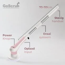 GoScrub® Elektrische Schoonmaakborstel – Elektrische Schrobber - Schrobborstel – Voor Badkamer Of Keuken – Schrobber Met Steel – Luiwagen – Polijstmachine - Roze -Huishoudelijke Benodigdheden 1200x1200 1284