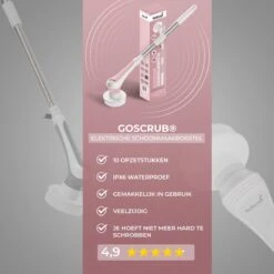 GoScrub® Elektrische Schoonmaakborstel – Elektrische Schrobber - Schrobborstel – Voor Badkamer Of Keuken – Schrobber Met Steel – Luiwagen – Polijstmachine - Roze -Huishoudelijke Benodigdheden 1200x1200 1286