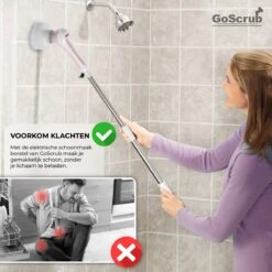 GoScrub® Elektrische Schoonmaakborstel – Elektrische Schrobber - Schrobborstel – Voor Badkamer Of Keuken – Schrobber Met Steel – Luiwagen – Polijstmachine - Roze -Huishoudelijke Benodigdheden 1200x1200 1287