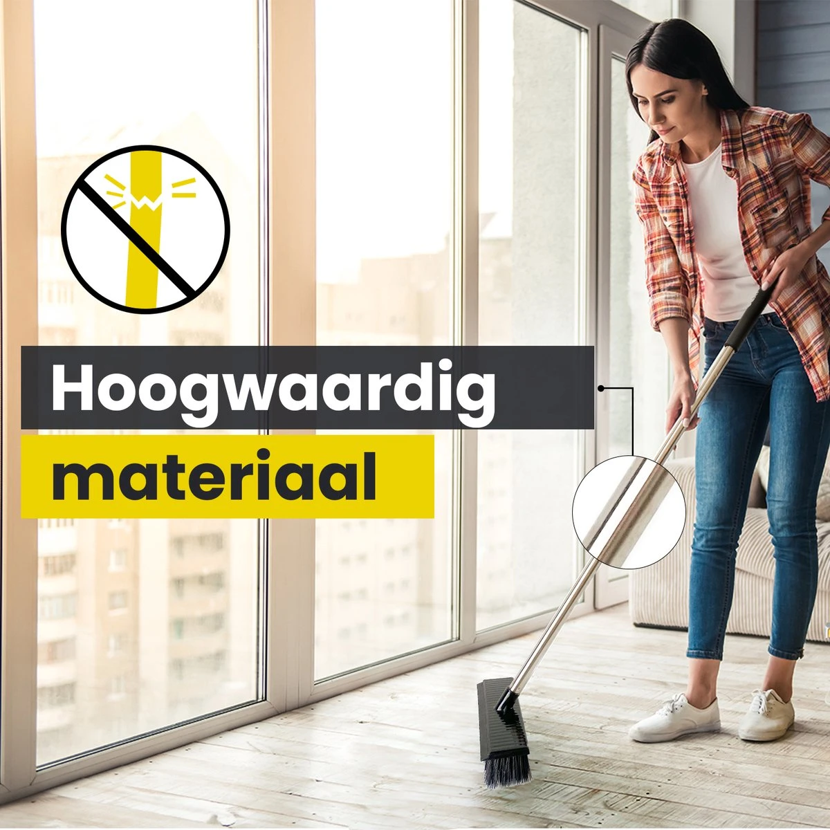 Schrobbezem Zwart Luiwagen Met Steel 120cm - Tuinbezem Straatbezem - Schoonmaak Schrobber Kunststof Harde Bezem - Schrobborstel En Schuurborstel 2 Schrobbezem Zwart Luiwagen Met Steel 120cm - Tuinbezem Straatbezem - Schoonmaak Schrobber Kunststof Harde Bezem - Schrobborstel En Schuurborstel - Afbeelding 2