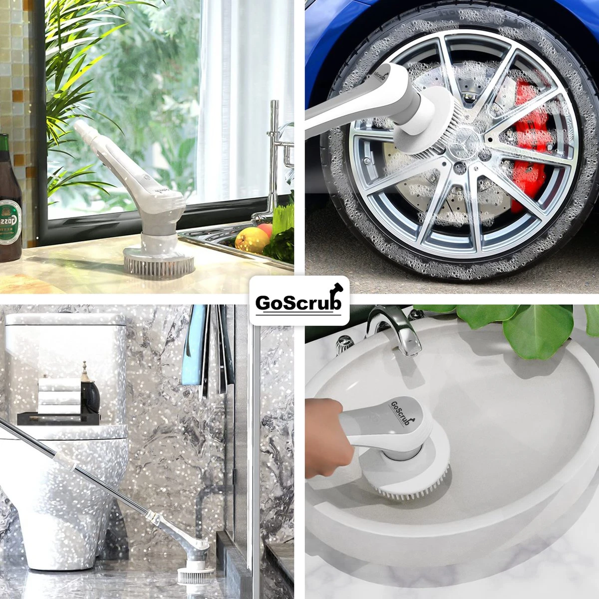 GoScrub® Elektrische Schoonmaakborstel – Elektrische Schrobber - Schrobborstel – Voor Badkamer Of Keuken – Schrobber Met Steel – Luiwagen – Polijstmachine - Poetsmachine Met 10 Opzetstukken 2 GoScrub® Elektrische Schoonmaakborstel – Elektrische Schrobber - Schrobborstel – Voor Badkamer Of Keuken – Schrobber Met Steel – Luiwagen – Polijstmachine - Poetsmachine Met 10 Opzetstukken - Afbeelding 2