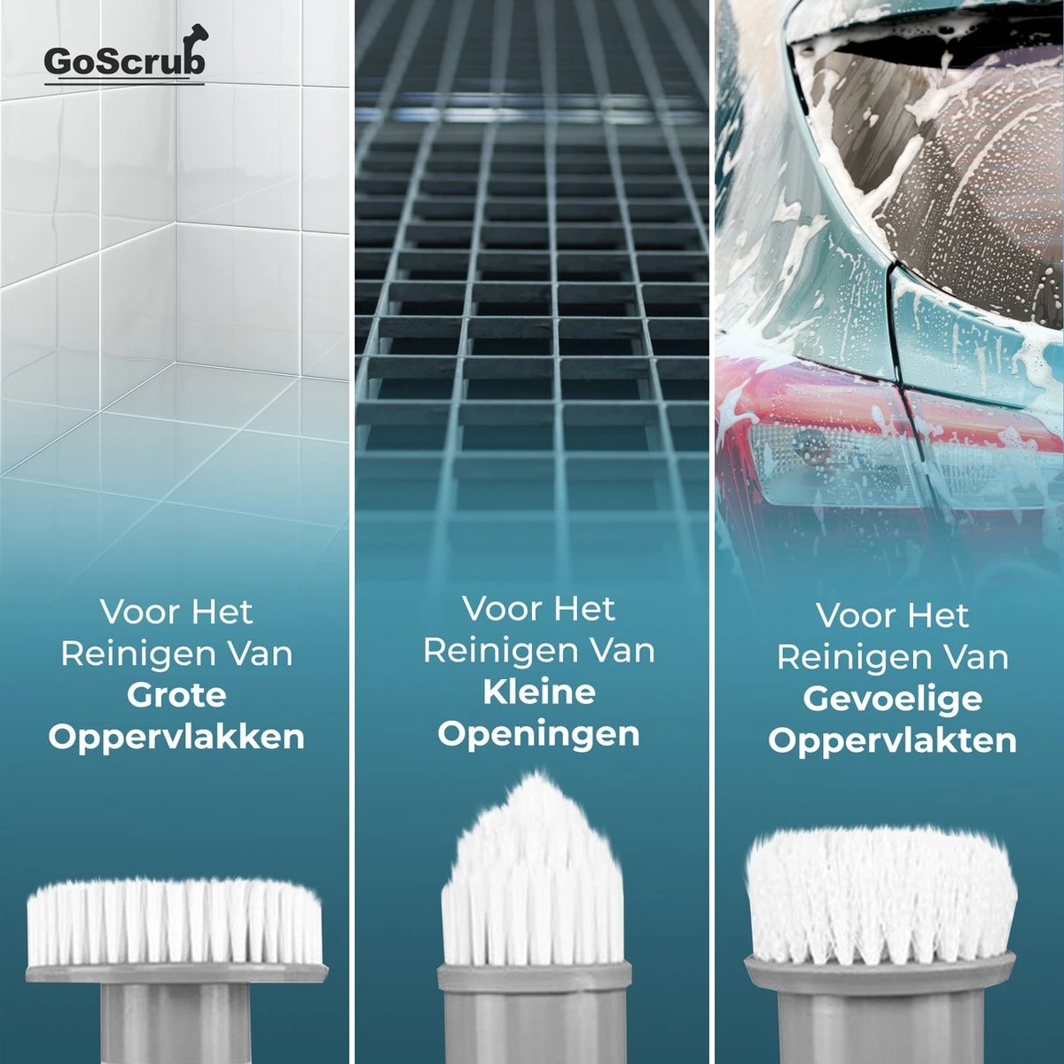 GoScrub® Elektrische Schoonmaakborstel – Elektrische Schrobber - Schrobborstel – Voor Badkamer Of Keuken – Schrobber Met Steel – Luiwagen – Polijstmachine - Poetsmachine Met 10 Opzetstukken 7 GoScrub® Elektrische Schoonmaakborstel – Elektrische Schrobber - Schrobborstel – Voor Badkamer Of Keuken – Schrobber Met Steel – Luiwagen – Polijstmachine - Poetsmachine Met 10 Opzetstukken - Afbeelding 7