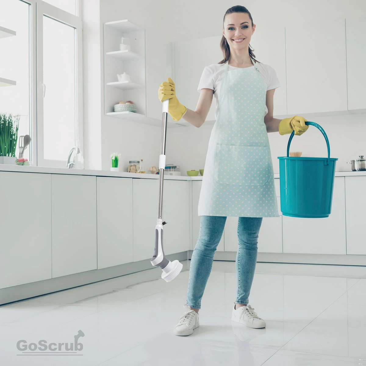 GoScrub® Elektrische Schoonmaakborstel – Elektrische Schrobber - Schrobborstel – Voor Badkamer Of Keuken – Schrobber Met Steel – Luiwagen – Polijstmachine - Poetsmachine Met 10 Opzetstukken 10 GoScrub® Elektrische Schoonmaakborstel – Elektrische Schrobber - Schrobborstel – Voor Badkamer Of Keuken – Schrobber Met Steel – Luiwagen – Polijstmachine - Poetsmachine Met 10 Opzetstukken - Afbeelding 10