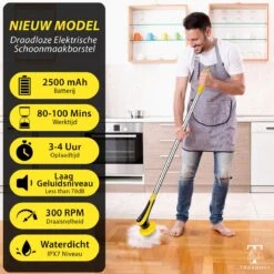 Trendosa Elektrische Schoonmaakborstel - Elektrische Schrobborstel - Poetsmachine - Handborstel - Scrubber- De Badkamer/Keuken/Auto- 10 Opzetstukken Geel 14 Trendosa Elektrische Schoonmaakborstel - Elektrische Schrobborstel - Poetsmachine - Handborstel - Scrubber- De Badkamer/Keuken/Auto- 10 Opzetstukken Geel -Huishoudelijke Benodigdheden 1200x1200 1381