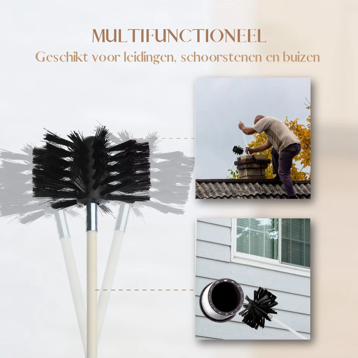 Waay Lifestyle Schoorsteenveegset - Schoorsteenborstel 6 Meter - Schoorsteenreiniger - Schrobborstels - Schoorsteenveger - Flexibele Steel - Geschikt Voor Boormachine - Wit 3 Waay Lifestyle Schoorsteenveegset - Schoorsteenborstel 6 Meter - Schoorsteenreiniger - Schrobborstels - Schoorsteenveger - Flexibele Steel - Geschikt Voor Boormachine - Wit - Afbeelding 3