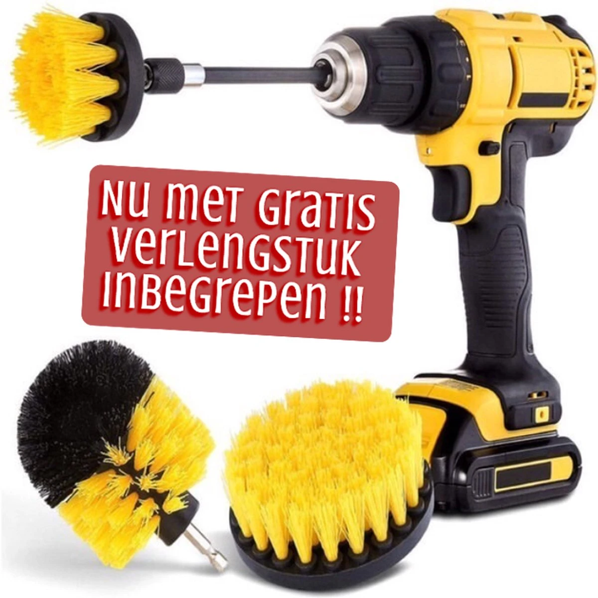 Merkloos 4-delige Borstelset Voor Boormachine - Inclusief Verlengstuk - Opzetborstels - Schrobborstel - Schuurborstel - Schoonmaakborstel - Tapijtreiniger - Brush - Geel - Gratis Verzending 9 Merkloos 4-delige Borstelset Voor Boormachine - Inclusief Verlengstuk - Opzetborstels - Schrobborstel - Schuurborstel - Schoonmaakborstel - Tapijtreiniger - Brush - Geel - Gratis Verzending - Afbeelding 9