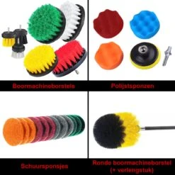Borstelset Boormachine 25 Delig Per 2 - Schuursponsjes- Schrobborstel - Boorborstel - Schuurborstel - Borstel Boormachine - Schoonmaakborstel - Reinigingsborstel - Tapijtreiniger - Borstelset -Huishoudelijke Benodigdheden 1200x1200 1455
