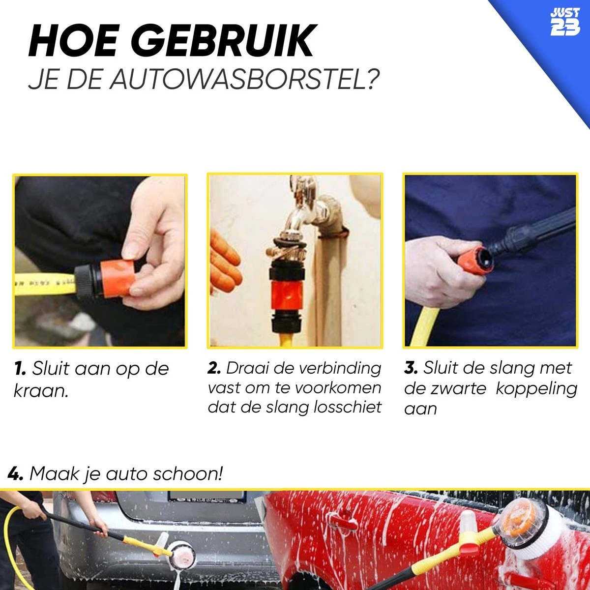 JUST23 Telescopische Autowasborstel – Schrobber Met Steel – Velgenborstel - Autowasset Met Zeep - Roterende Schoonmaakborstel - Multifunctionele Wasborstel 2 JUST23 Telescopische Autowasborstel – Schrobber Met Steel – Velgenborstel - Autowasset Met Zeep - Roterende Schoonmaakborstel - Multifunctionele Wasborstel - Afbeelding 2