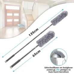 JUST23 Plumeau Uitschuifbaar Met Telescoopsteel – 60 Tot 140 Cm – Ragebol – Stoffer – Duster – Grijs – Incl. Microfiber Doek 11 JUST23 Plumeau Uitschuifbaar Met Telescoopsteel – 60 Tot 140 Cm – Ragebol – Stoffer – Duster – Grijs – Incl. Microfiber Doek -Huishoudelijke Benodigdheden 1200x1200 1472