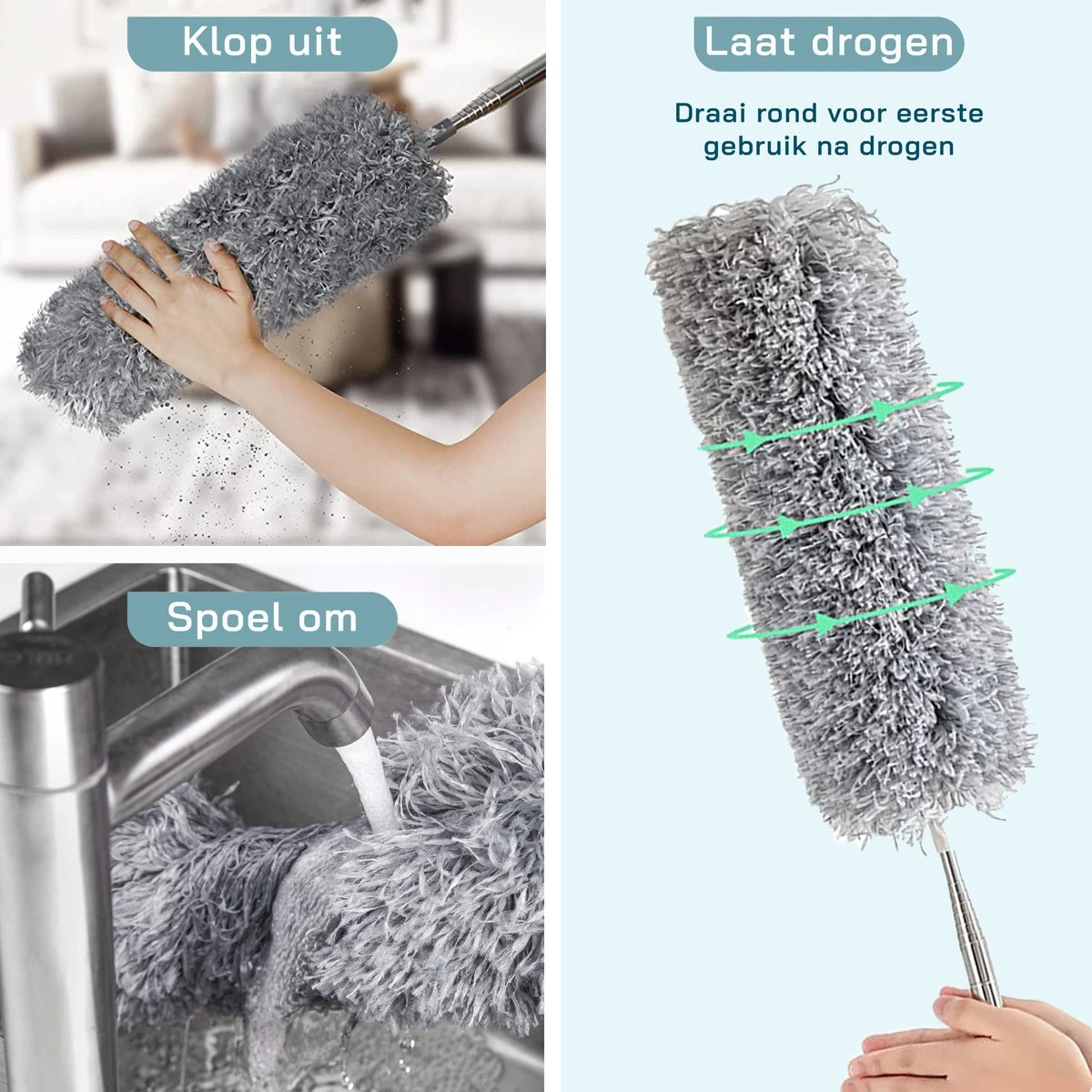 ForDig Telescopische Plumeau Microvezel - Duster Met Telescoopsteel Uitschuifbaar Tot 250 Cm - Wasbaar - 360 Graden Draaibaar 3 ForDig Telescopische Plumeau Microvezel - Duster Met Telescoopsteel Uitschuifbaar Tot 250 Cm - Wasbaar - 360 Graden Draaibaar - Afbeelding 3