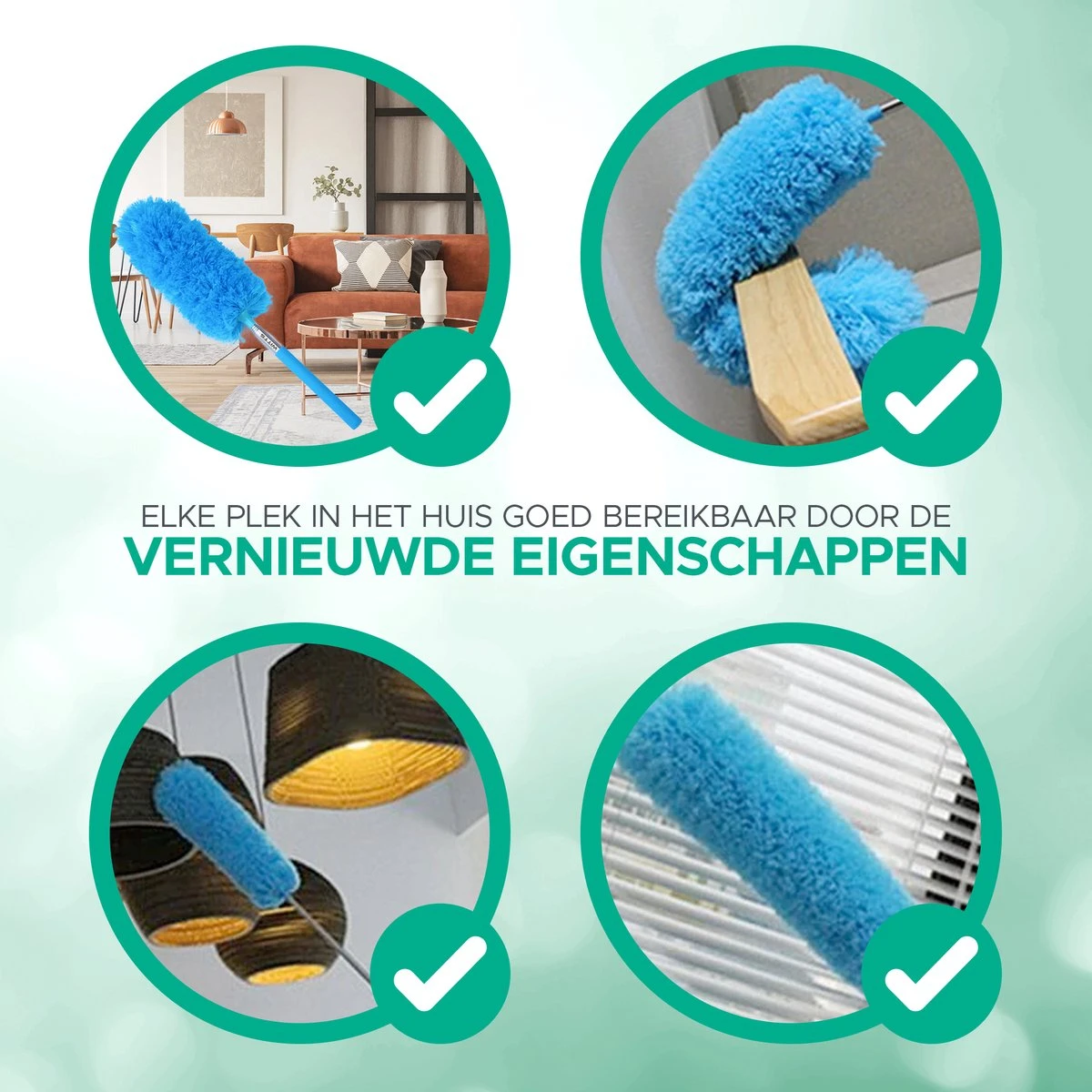 WITTS Telescopische Plumeau Met Telescoopsteel - 60 Tot 140 Cm - Uitschuifbaar - Blauw 5 WITTS Telescopische Plumeau Met Telescoopsteel - 60 Tot 140 Cm - Uitschuifbaar - Blauw - Afbeelding 5