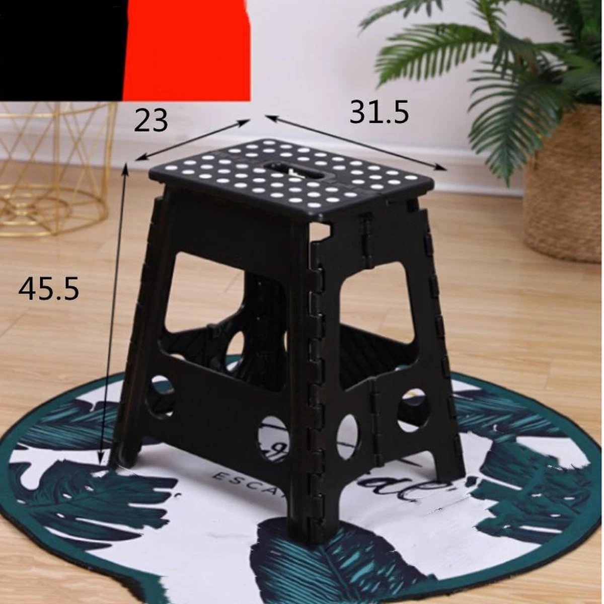 Merkloos Verdikt Kunststof Klapkruk-draagbaar-opvouwbare Kruk-Met Antislip Oppervlak Zwart 29x22cmx45cm 6 Merkloos Verdikt Kunststof Klapkruk-draagbaar-opvouwbare Kruk-Met Antislip Oppervlak Zwart 29x22cmx45cm - Afbeelding 6