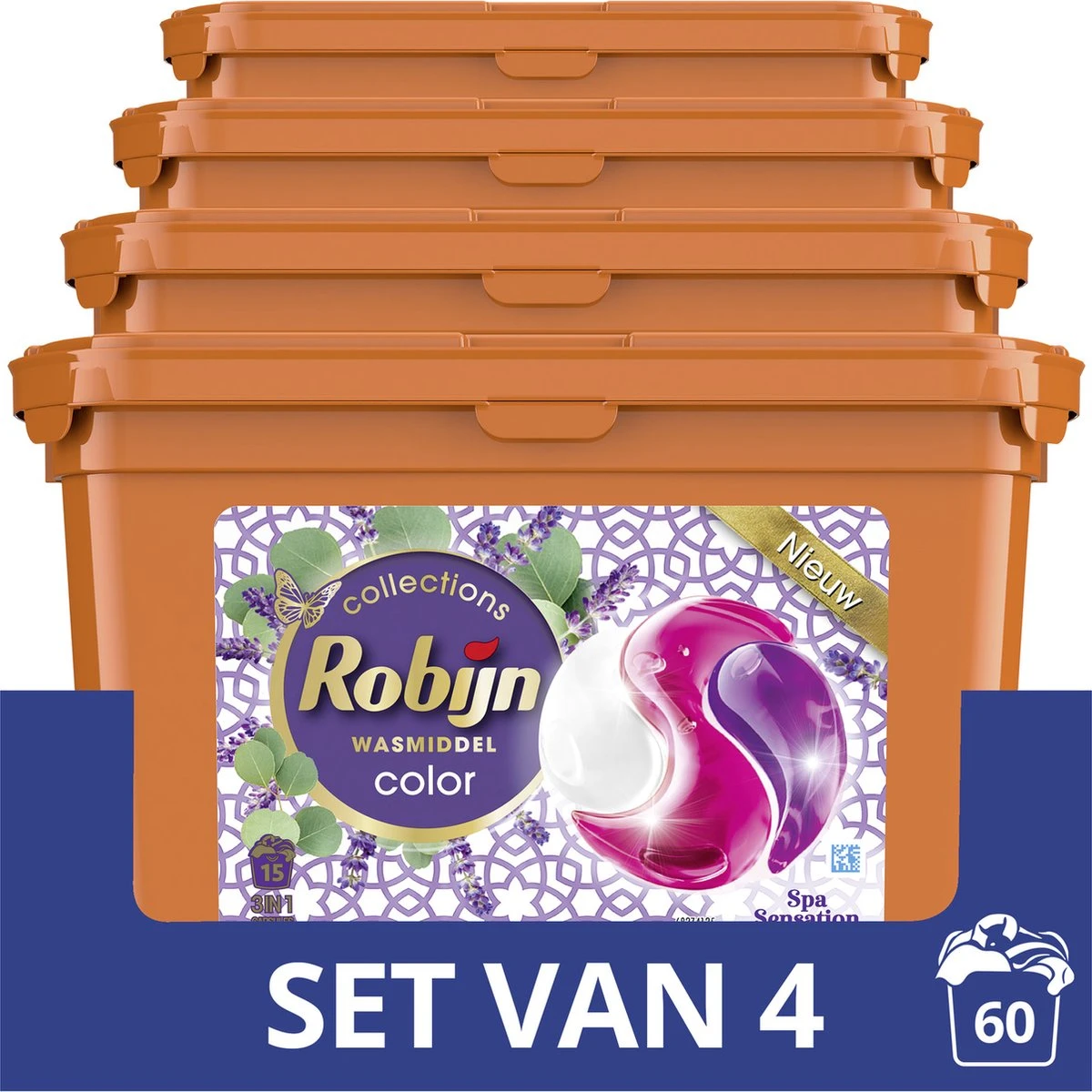 Robijn Spa Sensation 3 In 1 Wascapsules - 4 X 15 Wasbeurten - Voordeelverpakking 1 Robijn Spa Sensation 3 In 1 Wascapsules - 4 X 15 Wasbeurten - Voordeelverpakking