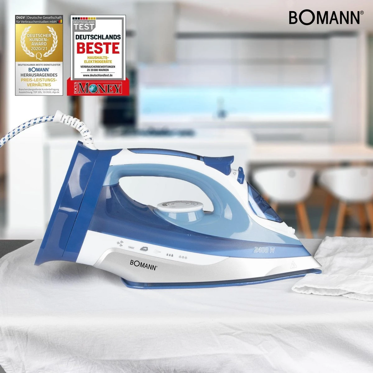 Bomann DB 6006 CB - Stoomstrijkijzer - Draadloos - 2400W - Blauw/Wit 8 Bomann DB 6006 CB - Stoomstrijkijzer - Draadloos - 2400W - Blauw/Wit - Afbeelding 8