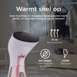 Luxe Kledingstomer - Handstomer - Handstoomreiniger - Stoomstrijkijzer - Stomer Kleding - Voor Op Reis - Roze 12 Luxe Kledingstomer - Handstomer - Handstoomreiniger - Stoomstrijkijzer - Stomer Kleding - Voor Op Reis - Roze -Huishoudelijke Benodigdheden 1200x1200 1690