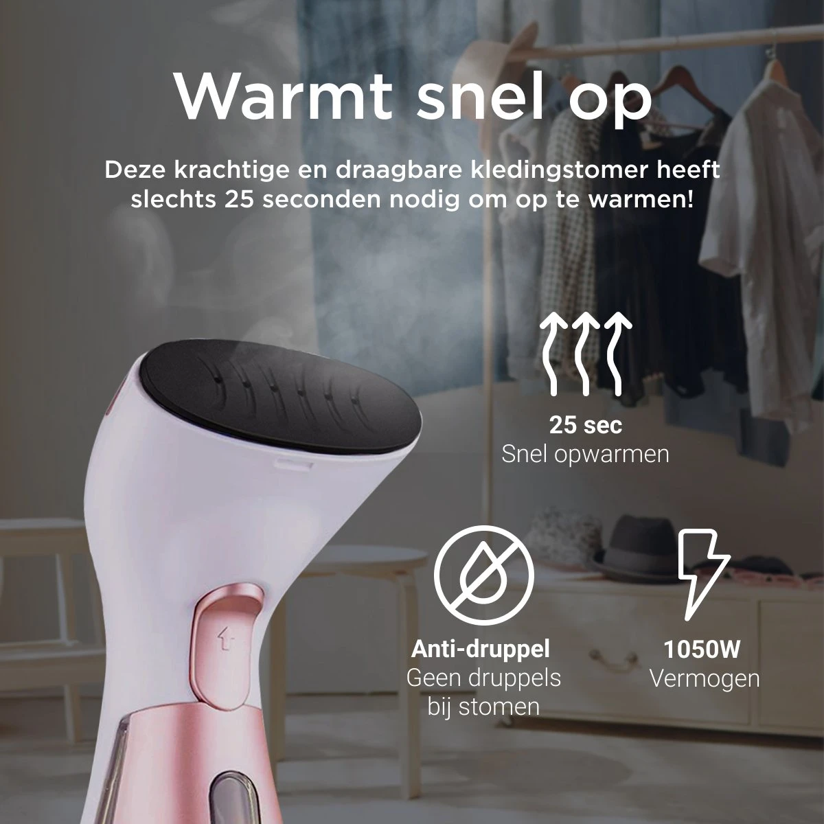 Luxe Kledingstomer - Handstomer - Handstoomreiniger - Stoomstrijkijzer - Stomer Kleding - Voor Op Reis - Roze 3 Luxe Kledingstomer - Handstomer - Handstoomreiniger - Stoomstrijkijzer - Stomer Kleding - Voor Op Reis - Roze - Afbeelding 3