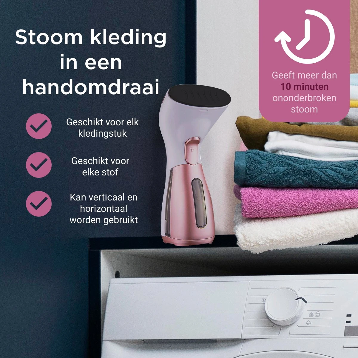 Luxe Kledingstomer - Handstomer - Handstoomreiniger - Stoomstrijkijzer - Stomer Kleding - Voor Op Reis - Roze 4 Luxe Kledingstomer - Handstomer - Handstoomreiniger - Stoomstrijkijzer - Stomer Kleding - Voor Op Reis - Roze - Afbeelding 4
