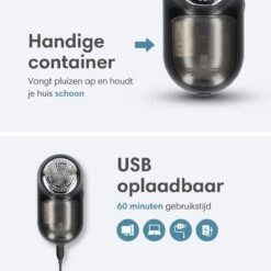 Lifeproducts Oplaadbare Pluizenverwijderaar - Elektrische Kledingontpluizer Met Antistatische Pluizenborstel - Oplaadbaar - Pluizendief Inclusief 3 Extra Mesjes - Zwart -Huishoudelijke Benodigdheden 1200x1200 1783