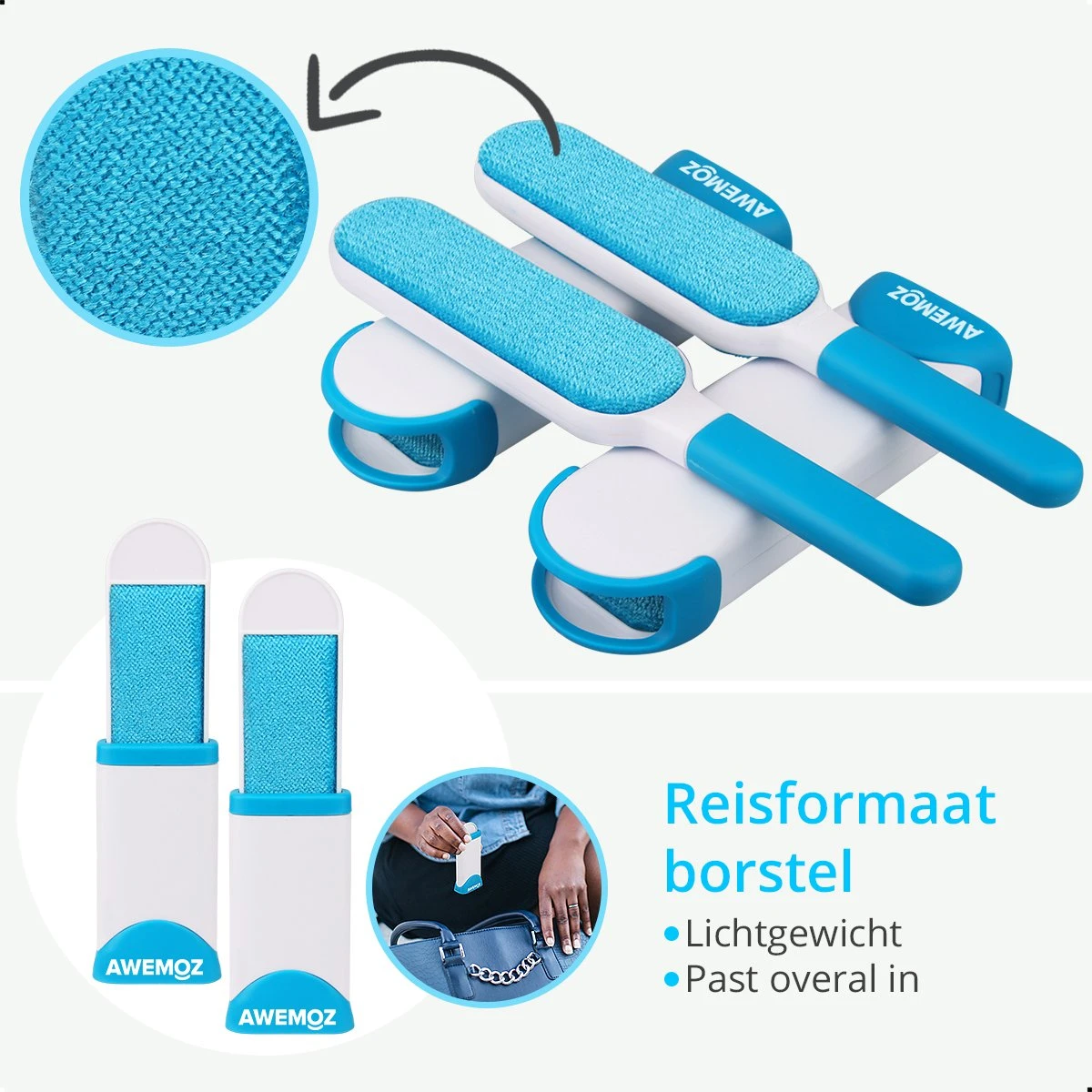 AWEMOZ Pluizenverwijderaar 4 Stuks - Pluizenborstel - Ontpluizer - Kledingroller – Pluizenroller - Kleefroller - Kledingborstel 4 AWEMOZ Pluizenverwijderaar 4 Stuks - Pluizenborstel - Ontpluizer - Kledingroller – Pluizenroller - Kleefroller - Kledingborstel - Afbeelding 4