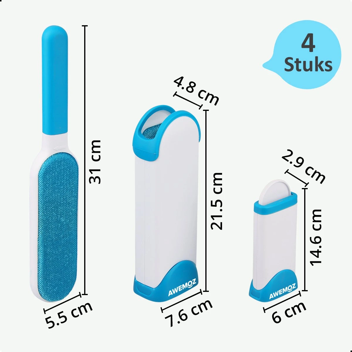 AWEMOZ Pluizenverwijderaar 4 Stuks - Pluizenborstel - Ontpluizer - Kledingroller – Pluizenroller - Kleefroller - Kledingborstel 5 AWEMOZ Pluizenverwijderaar 4 Stuks - Pluizenborstel - Ontpluizer - Kledingroller – Pluizenroller - Kleefroller - Kledingborstel - Afbeelding 5