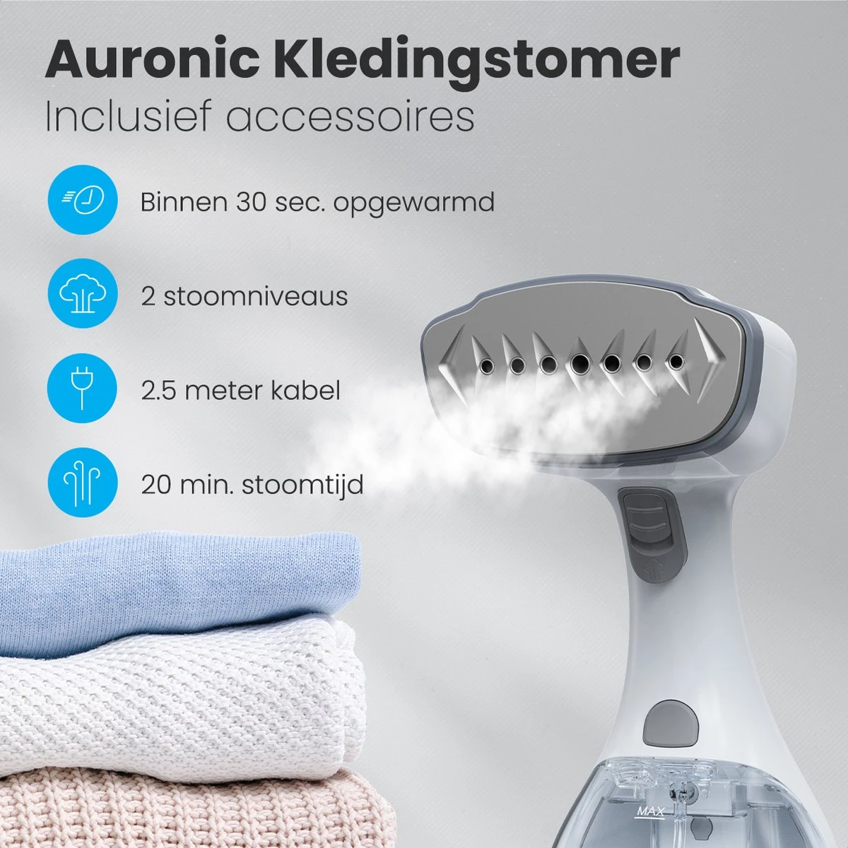 Auronic Kledingstomer - Handstomer Voor Kleding En Meubilair - 300ml - Wit 2 Auronic Kledingstomer - Handstomer Voor Kleding En Meubilair - 300ml - Wit - Afbeelding 2