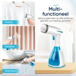 Kledingstomer - Handstomer Voor Kleding - Stoomstrijkijzer - Stomer - Stoomreiniger - 2 Opzetstukken - Blauw -Huishoudelijke Benodigdheden 1200x1200 1906