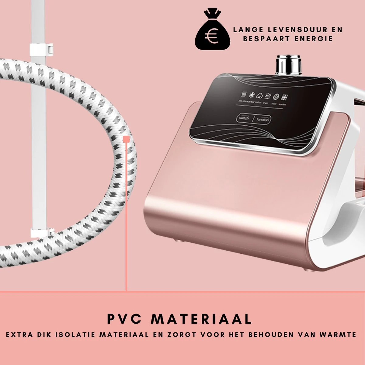 Niceey Kledingstomer - Incl. Strijkplank - Met 6 Standen - Krachtig Stomen - Steamer - 1800Watt - 2,5L Watercapaciteit - Wit/Roze 7 Niceey Kledingstomer - Incl. Strijkplank - Met 6 Standen - Krachtig Stomen - Steamer - 1800Watt - 2,5L Watercapaciteit - Wit/Roze - Afbeelding 7