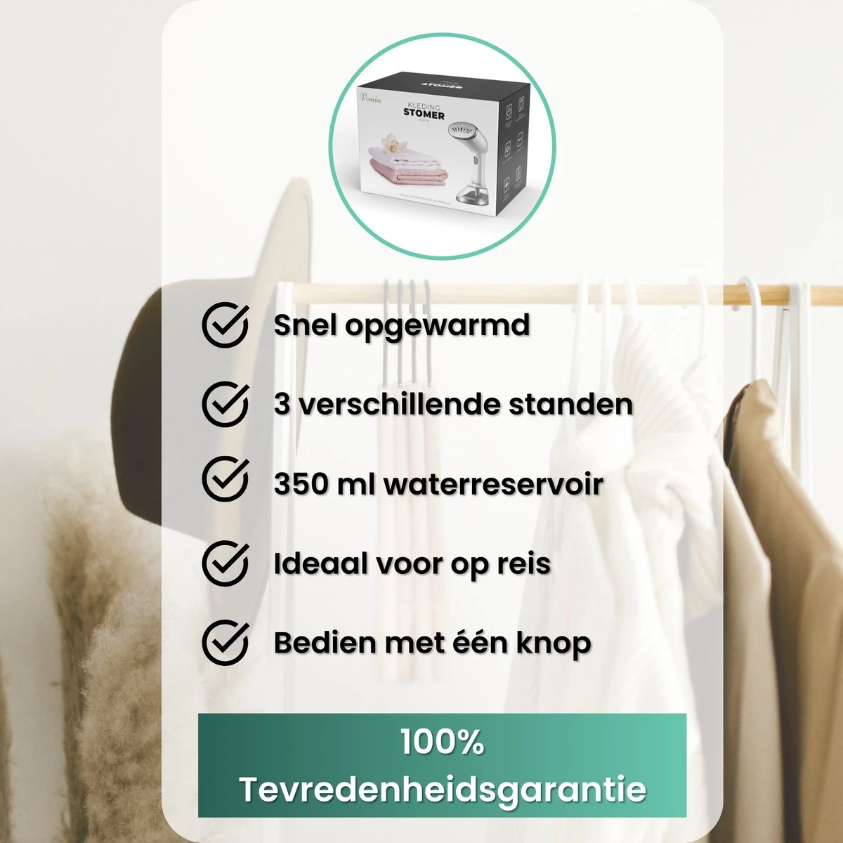 Vonia Kledingstomer - Handstomer - Stoomreiniger Kleding - Stoomapparaat Kleding – 350ML - Wit 2 Vonia Kledingstomer - Handstomer - Stoomreiniger Kleding - Stoomapparaat Kleding – 350ML - Wit - Afbeelding 2