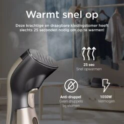 Luxe Kledingstomer - Handstomer - Handstoomreiniger - Stoomstrijkijzer - Stomer Kleding - Voor Op Reis - Goud -Huishoudelijke Benodigdheden 1200x1200 1925