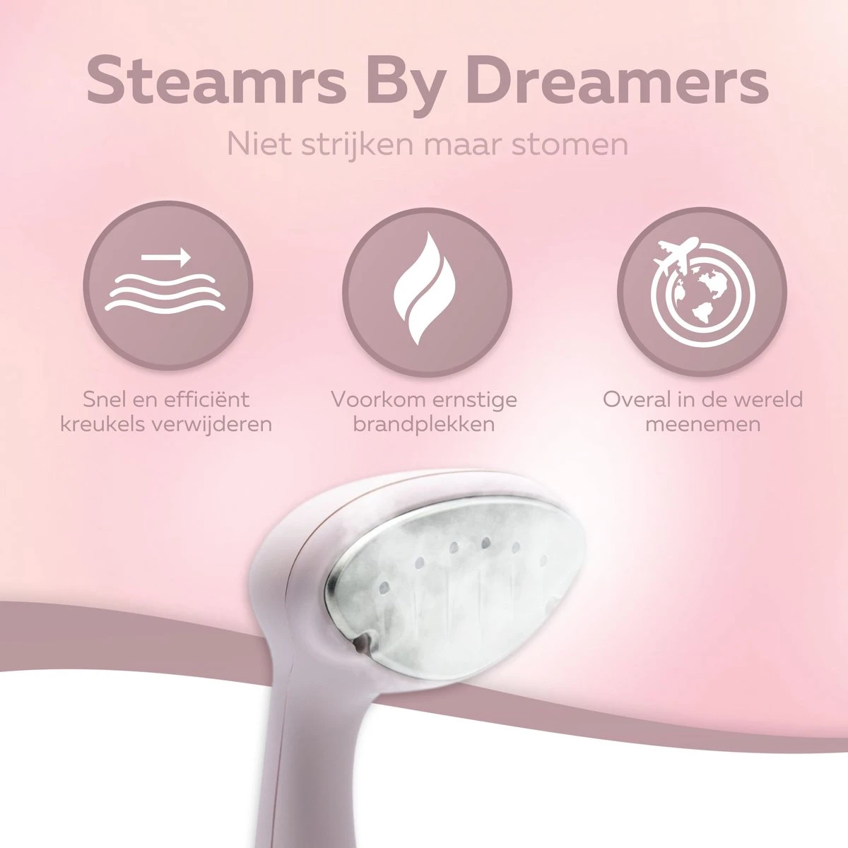 STEAMR - Krachtige Luxe Kledingstomer - Handstomer - Roze 6 STEAMR - Krachtige Luxe Kledingstomer - Handstomer - Roze - Afbeelding 6