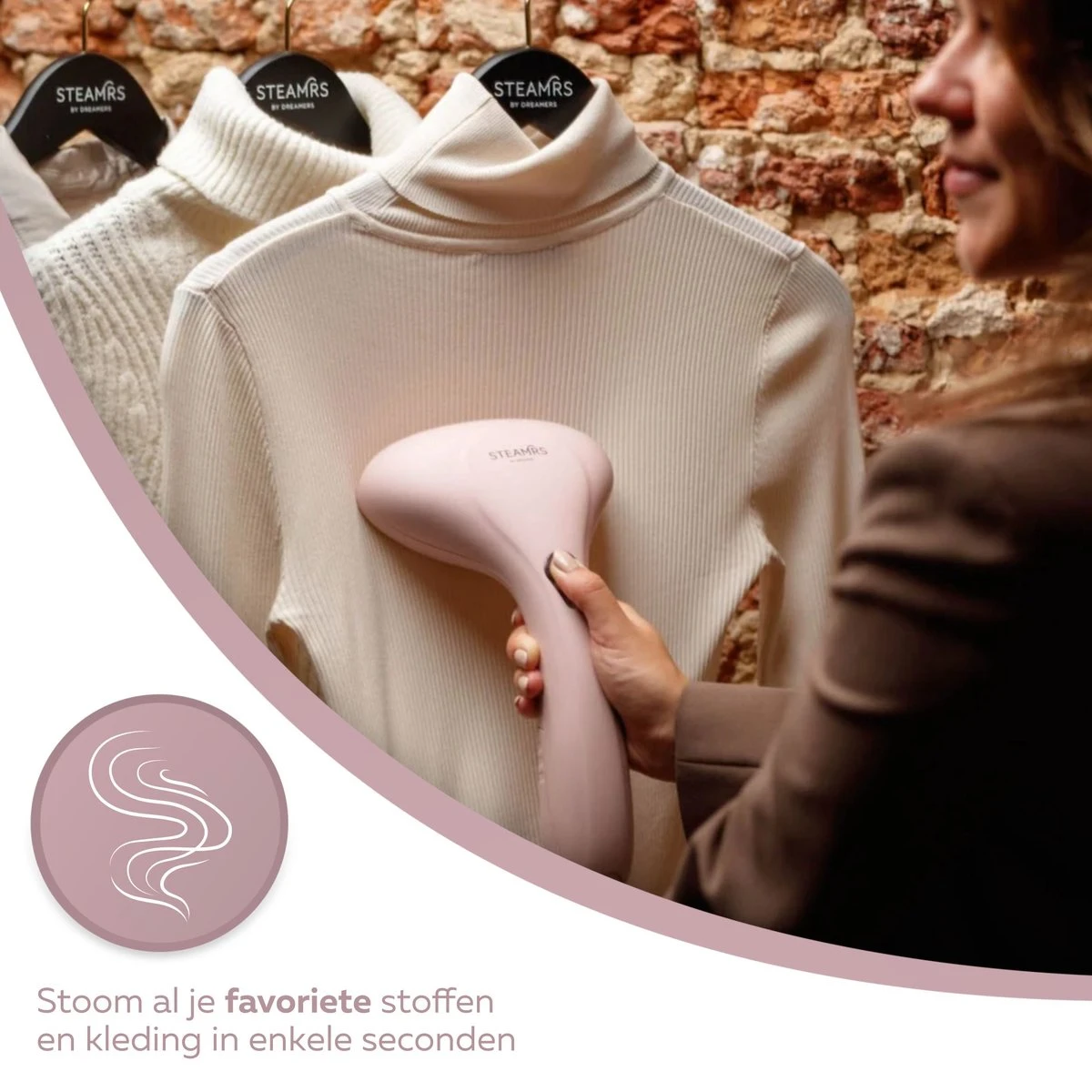 STEAMR - Krachtige Luxe Kledingstomer - Handstomer - Roze 9 STEAMR - Krachtige Luxe Kledingstomer - Handstomer - Roze - Afbeelding 9