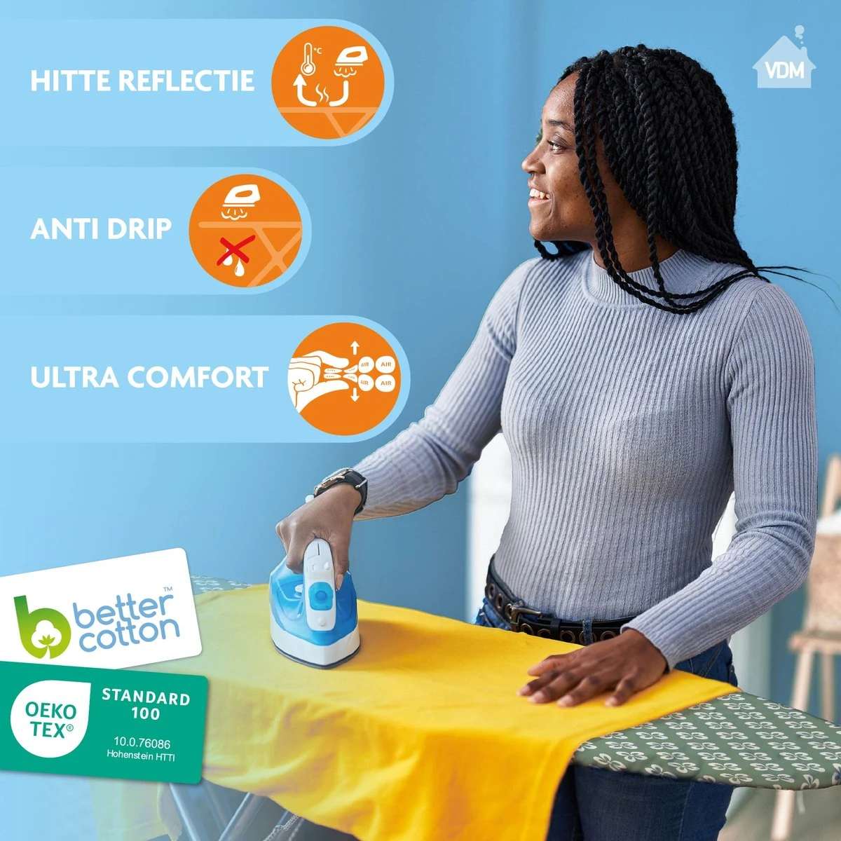 Laundryspecialist 6 Laagse AIRPRO Strijkplankhoes - 50% Sneller Strijken - Geen Water Meer Onder Je Strijkplank - Maat L/XL Voor Een Breedte Van 39 Tot 53 Cm En Een Lengte Van 120 Tot 141 Cm 8 Laundryspecialist 6 Laagse AIRPRO Strijkplankhoes - 50% Sneller Strijken - Geen Water Meer Onder Je Strijkplank - Maat L/XL Voor Een Breedte Van 39 Tot 53 Cm En Een Lengte Van 120 Tot 141 Cm - Afbeelding 8