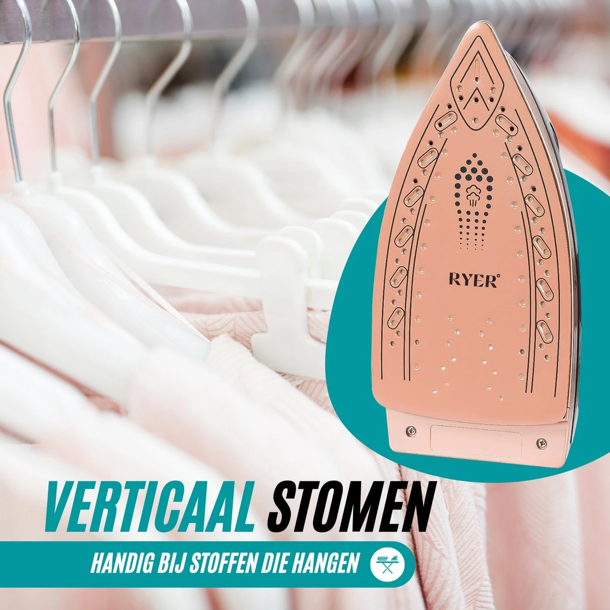 RYER Stoomstrijkijzer Met Stoomgenerator - Iron - Keramische Zoolplaat 5 RYER Stoomstrijkijzer Met Stoomgenerator - Iron - Keramische Zoolplaat - Afbeelding 5