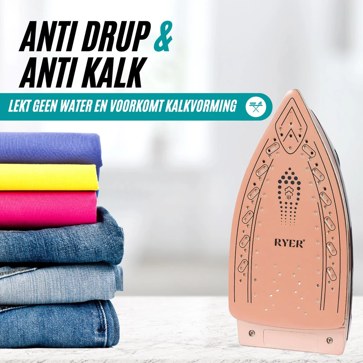 RYER Stoomstrijkijzer Met Stoomgenerator - Iron - Keramische Zoolplaat 6 RYER Stoomstrijkijzer Met Stoomgenerator - Iron - Keramische Zoolplaat - Afbeelding 6
