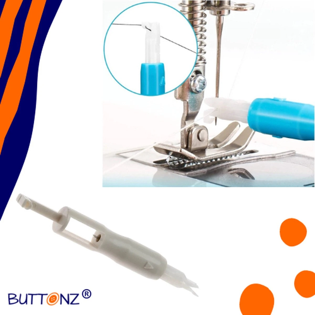Buttonz® - Naaimachine Draaddoorhaler Wit - Draad Rijger - Naalddoorsteker - Draaddoorsteker - Naaldbedrader Handig Draad Door Naald Hulp Tool Naaldinrijger 2 Buttonz® - Naaimachine Draaddoorhaler Wit - Draad Rijger - Naalddoorsteker - Draaddoorsteker - Naaldbedrader Handig Draad Door Naald Hulp Tool Naaldinrijger - Afbeelding 2