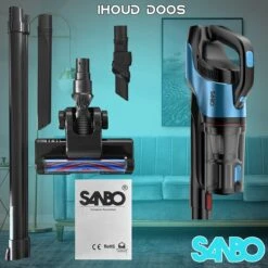 Sanbo Draadloze Steelstofzuiger Air Pro Max 9000 Series - Zwart / Blauw - Incl. Ophangsysteem - Zakloos - Draadloos - 4 In 1 - Turbostand -Huishoudelijke Benodigdheden 1200x1200 2052