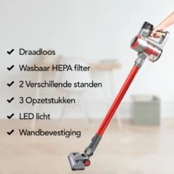 Infinity Goods Steelstofzuiger - Draadloos - 4-in-1 - Kruimelzuiger - Inclusief Accu En Oplader - 6500 PA Zuigkracht - Zonder Zak - Rood/Grijs -Huishoudelijke Benodigdheden 1200x1200 2079