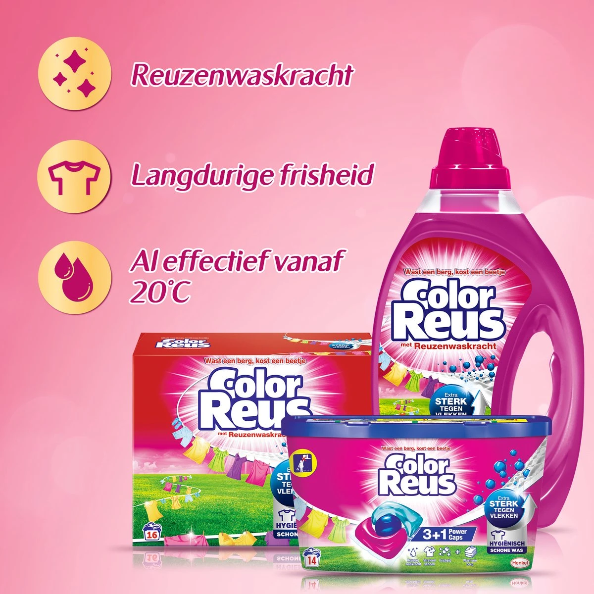 Color Reus Power Caps Wascapsules - Wasmiddel Capsules - Voordeelverpakking - 52 Wasbeurten 6 Color Reus Power Caps Wascapsules - Wasmiddel Capsules - Voordeelverpakking - 52 Wasbeurten - Afbeelding 6