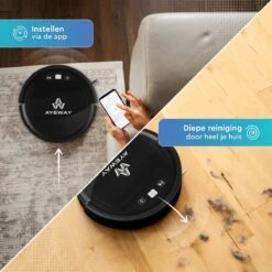 AyeWay 3 In 1 Robotstofzuiger - Dweil Robot - Stofzuiger Robot - Dweilsysteem – Draadloos – Met App -Huishoudelijke Benodigdheden 1200x1200 2207