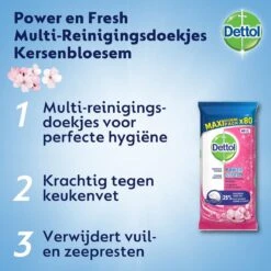 Dettol - Schoonmaakdoekjes - Power & Fresh - Kersenbloesem - 80 Stuks X8 -Huishoudelijke Benodigdheden 1200x1200 2368