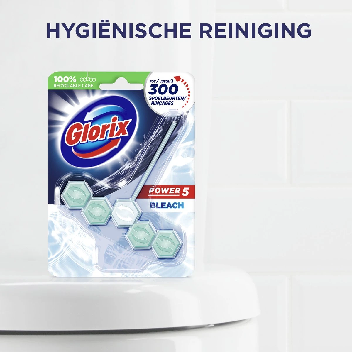 Glorix Power 5 Bleek Toiletblokken - 9 Stuks - Voordeelverpakking 3 Glorix Power 5 Bleek Toiletblokken - 9 Stuks - Voordeelverpakking - Afbeelding 3