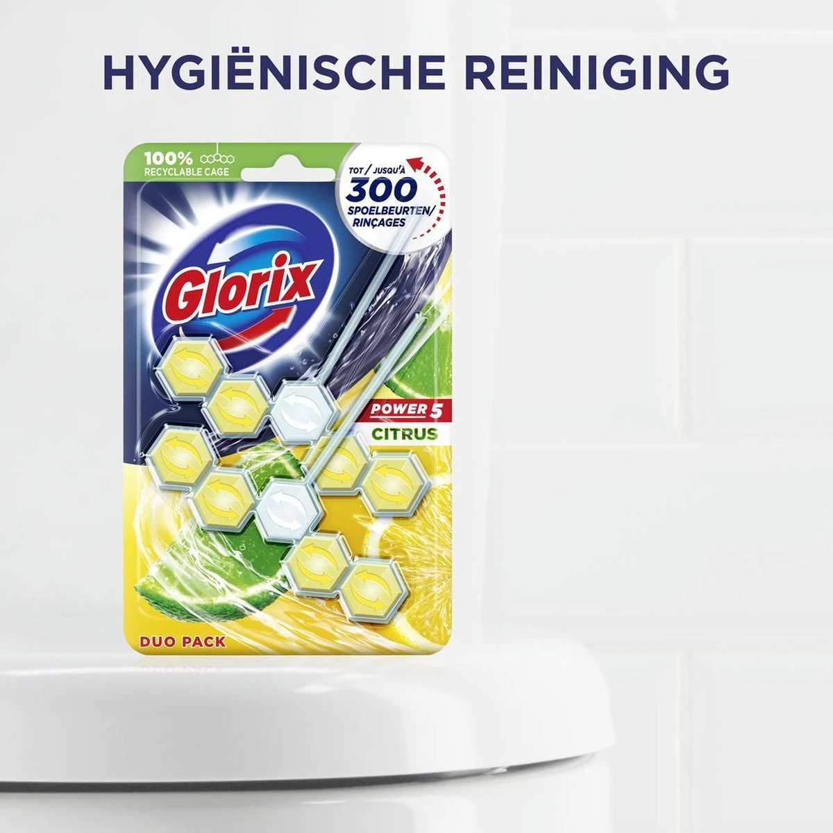 Glorix Power 5 Toiletblokken - Citroen - 7 X 2 Stuks - Voordeelverpakking 5 Glorix Power 5 Toiletblokken - Citroen - 7 X 2 Stuks - Voordeelverpakking - Afbeelding 5