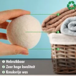 Merkloos Drogerballen Wol XL 6 Stuks - Duurzaam - Wasverzachter - Drogerbollen - Wasdrogerballen - Wasbollen -Huishoudelijke Benodigdheden 1200x1200 438